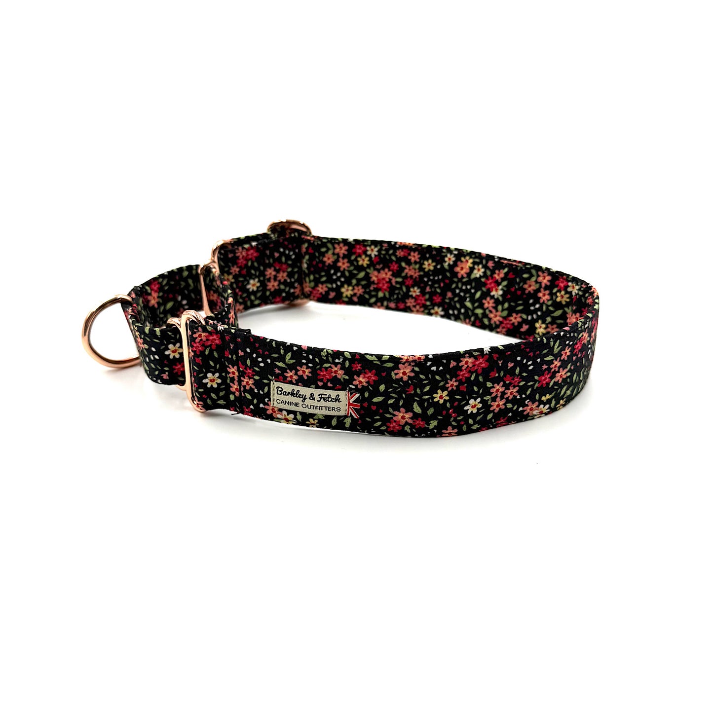 Floral patterned dog collar on a white background handmade in UK by Barkley And Fetch