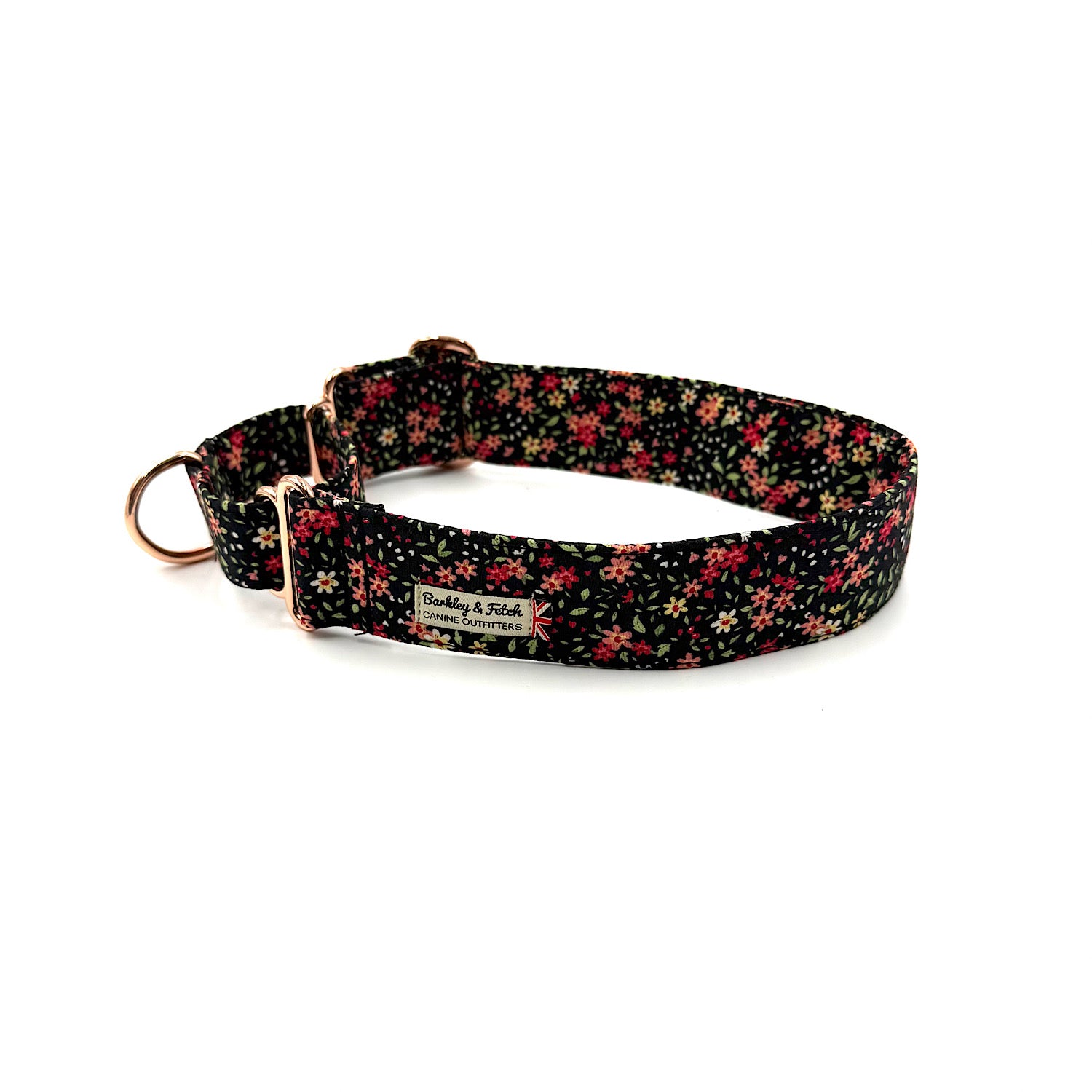 Floral patterned dog collar on a white background handmade in UK by Barkley And Fetch