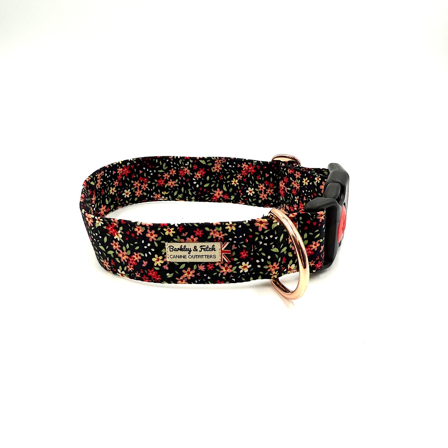 Black Ditsy Print Wide Dog Collar