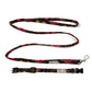 Floral patterned dog leash and collar set on a white background