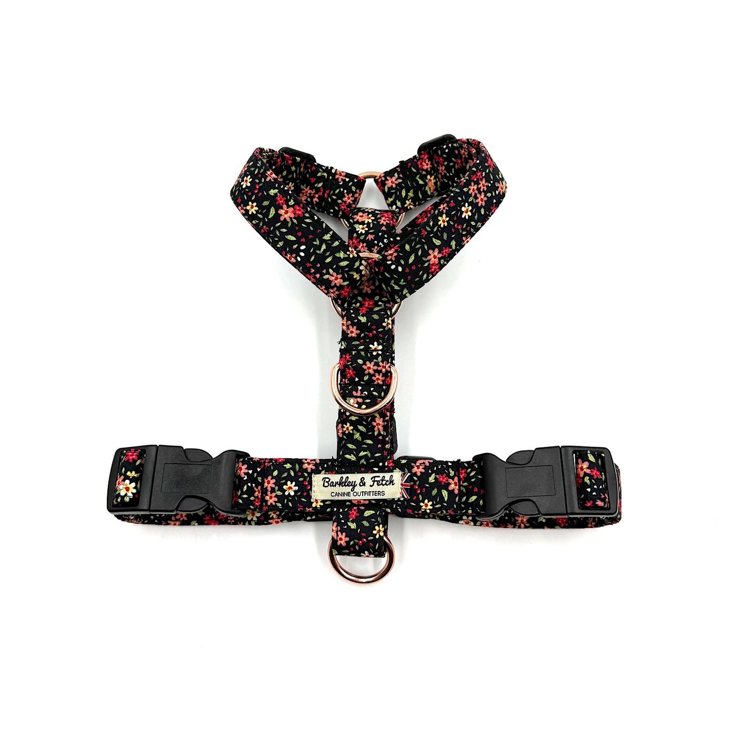 Black Ditsy Floral Print Strap Harness