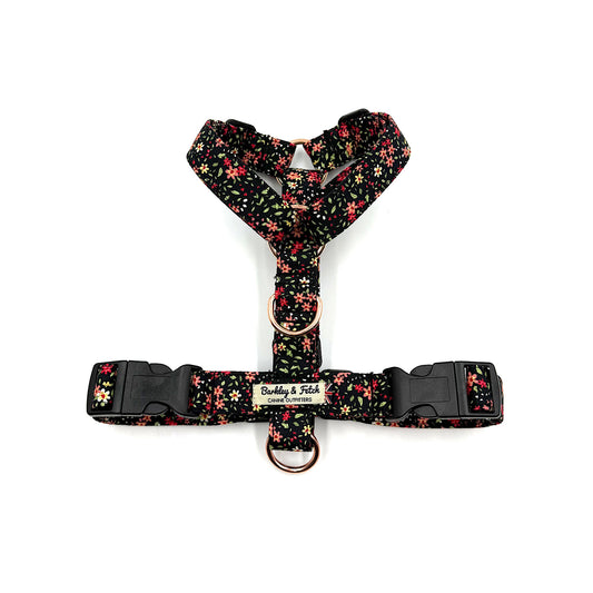 Black Ditsy Floral Print Strap Harness