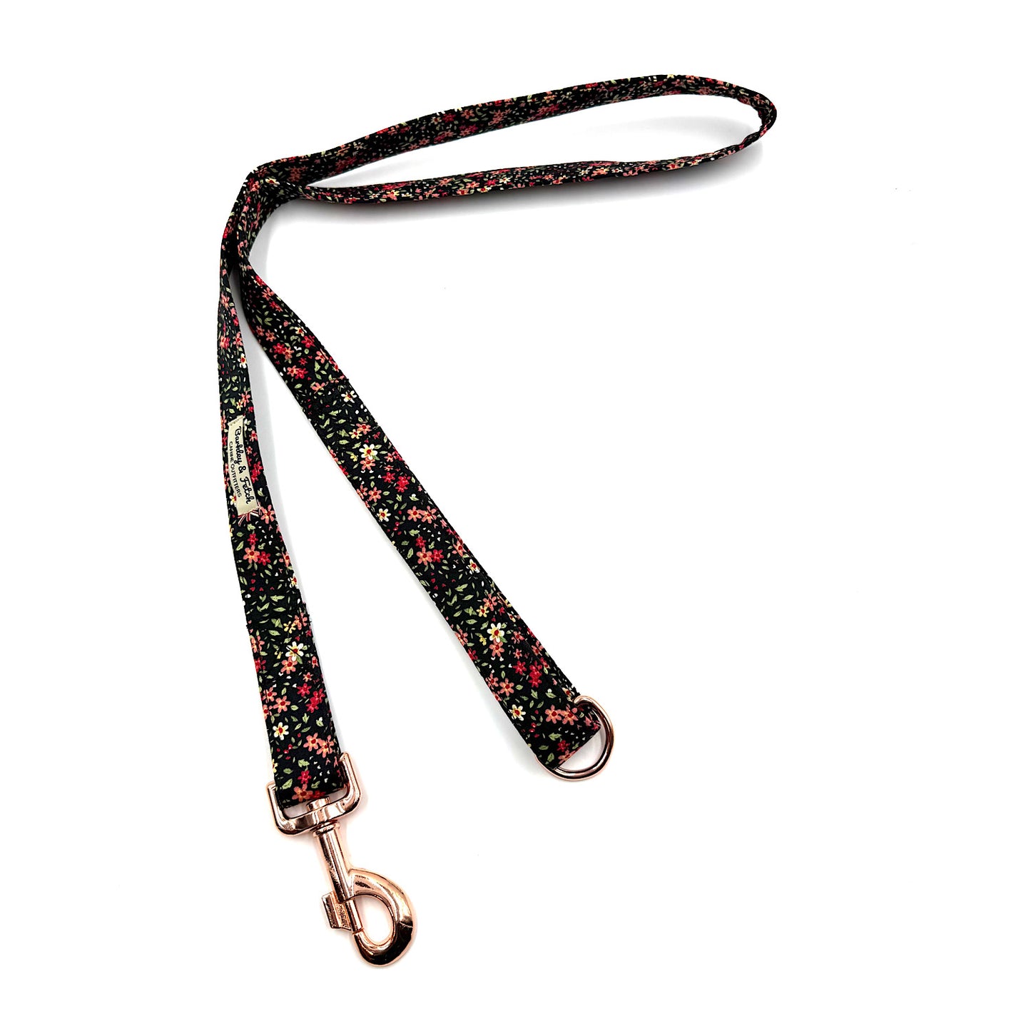 Black Ditsy Floral Print Dog Lead