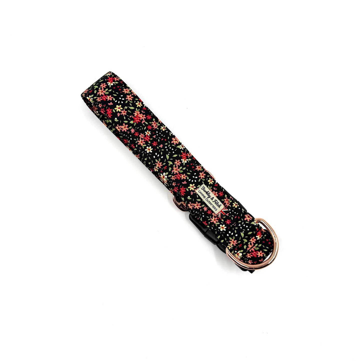 Black Ditsy Print Wide Dog Collar