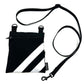 Black and white striped pouch with a strap on a white background British handmade by Barkley and Fetch