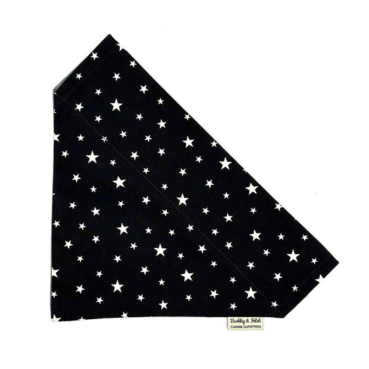 Black bandana with white star pattern on a white background