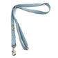 Light blue dog leash with a metal clip on a white background