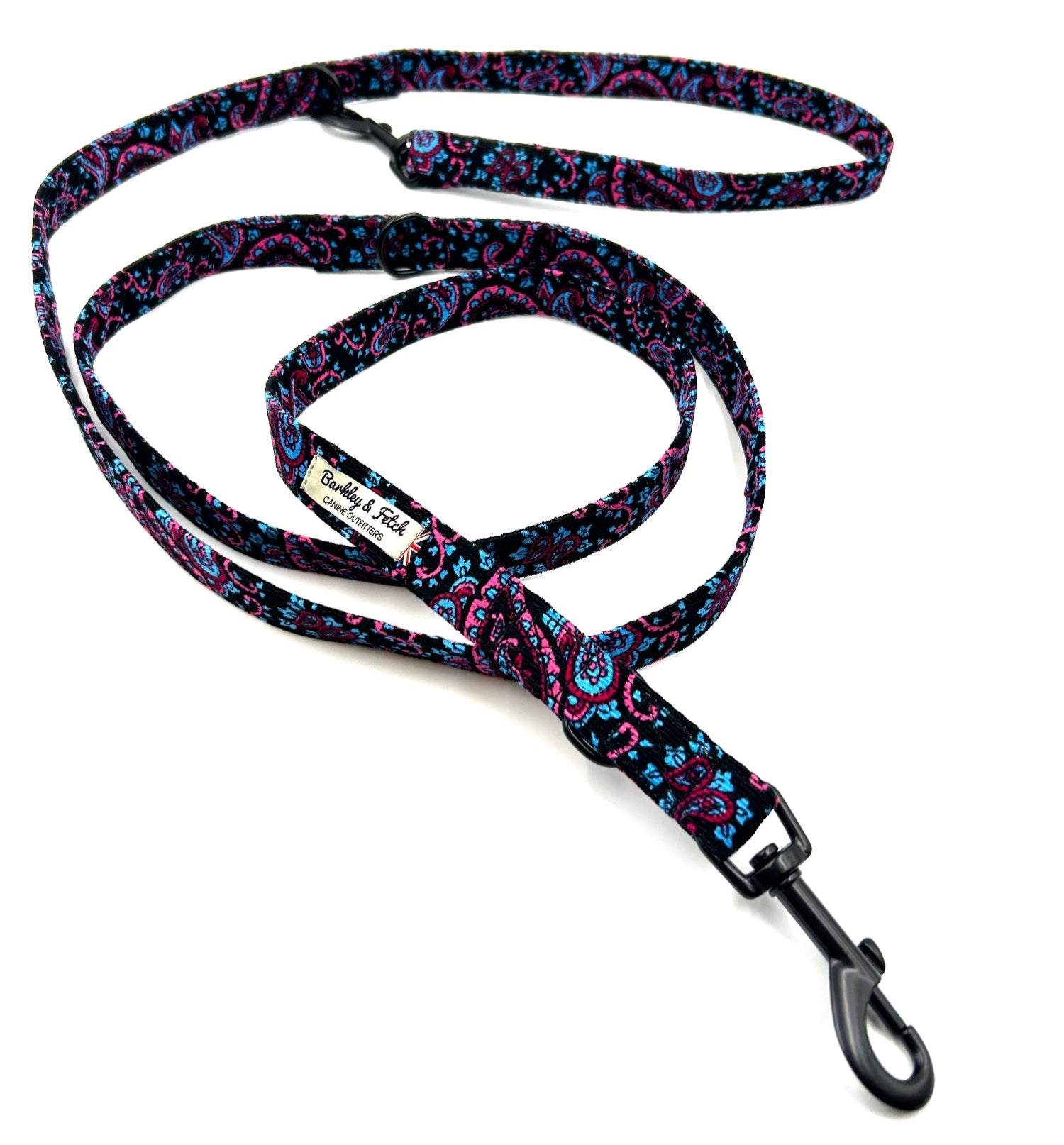 Dog leash with floral pattern on a white background