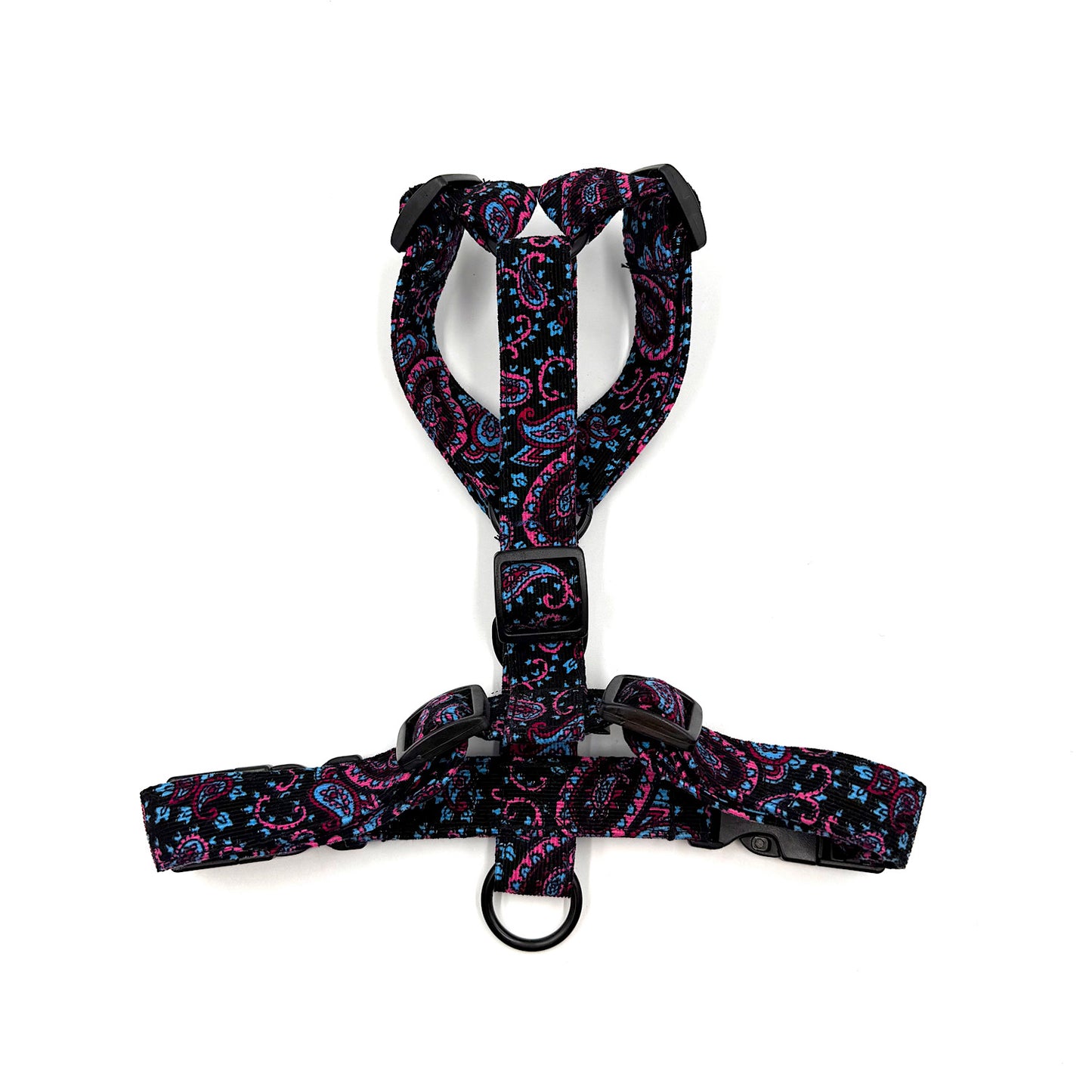 Patterned dog harness on a white background handmade in UK by Barkley And Fetch