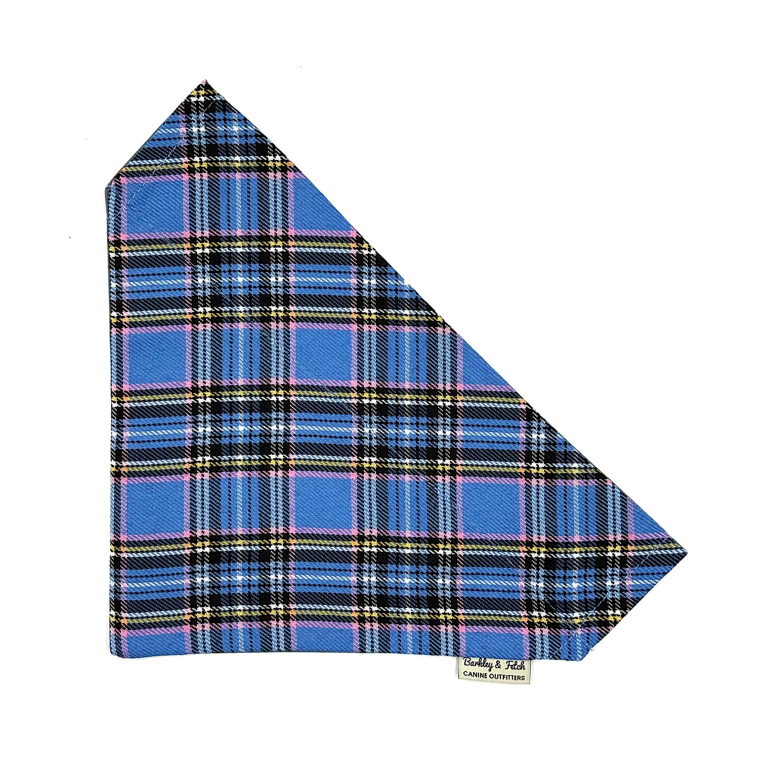 Blue plaid bandana on a white background