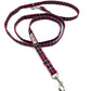 Plaid dog leash with metal clip on a white background