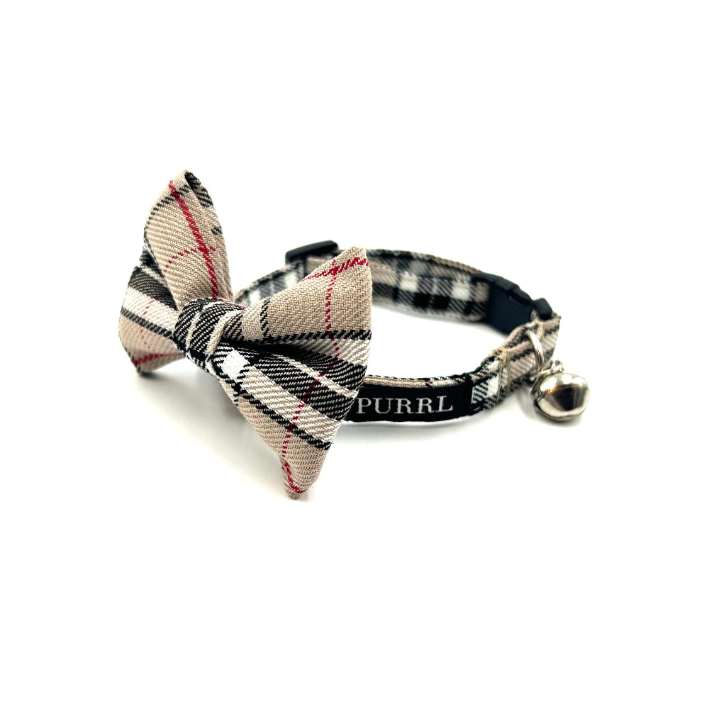caramel tartan cat collar and bow tie by purll