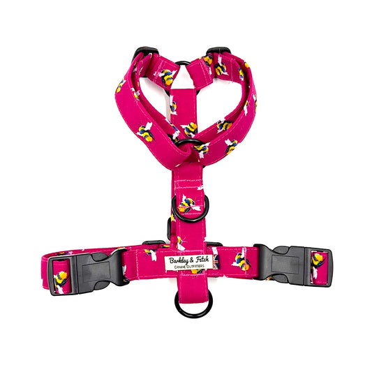 Bee Print Strap Harness-Cerise Pink