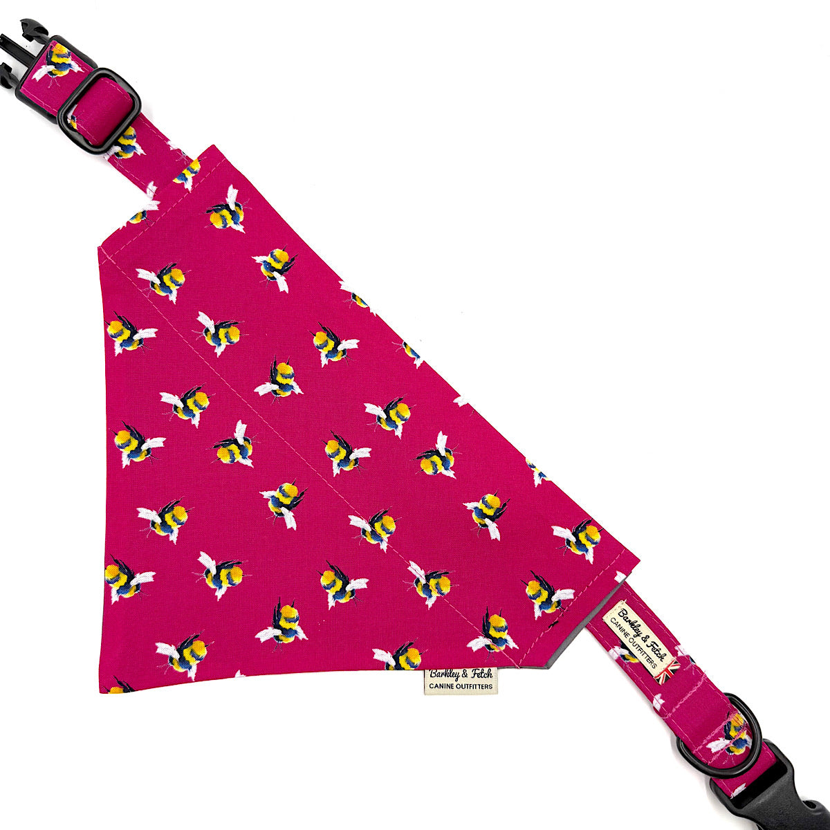 Bee Print Dog Bandana-Cerise Pink