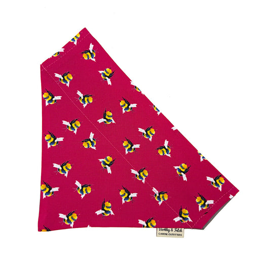 Bee Print Dog Bandana-Cerise Pink