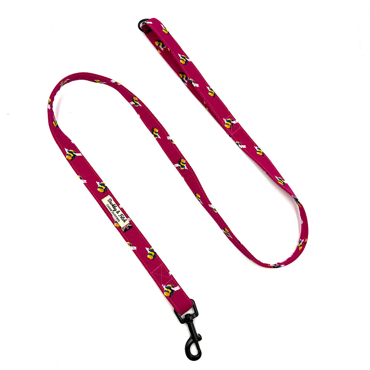 Bee Print Dog Lead-Cerise Pink