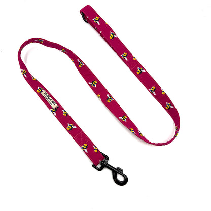 Bee Print Dog Lead-Cerise Pink