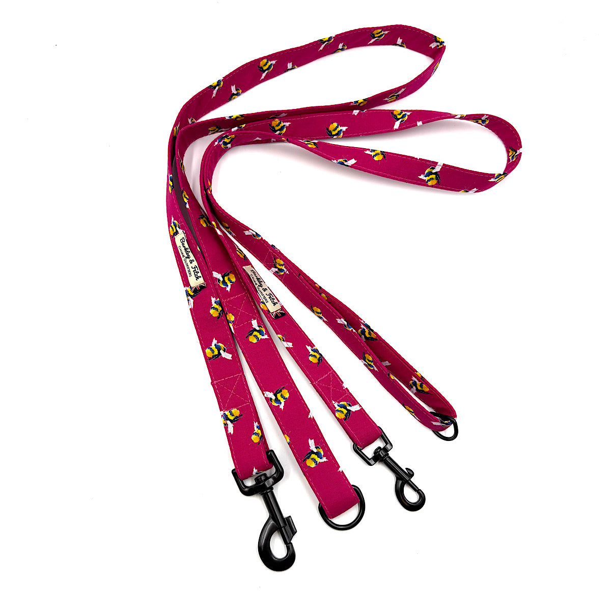 Bee Print Dog Lead-Cerise Pink