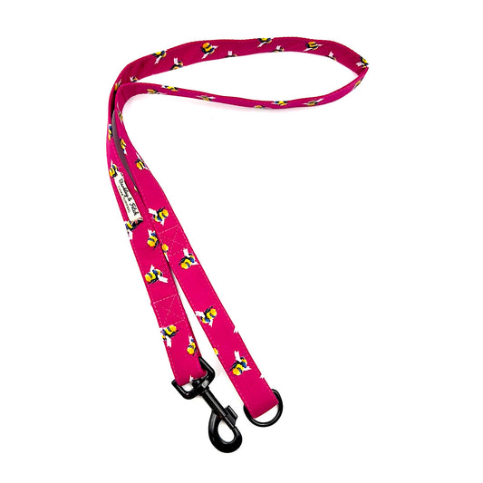 Bee Print Dog Lead-Cerise Pink