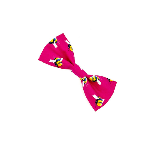 Bee Print Dog Bowtie-Cerise Pink