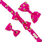 Bee Print Dog Bowtie-Cerise Pink