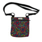 Multicolored paisley-patterned bag with a black strap on a white background HANDMADE IN UK BY BARKLEY AND FETCH