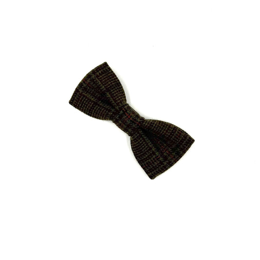 Chocolate Orange Check Dog Bowtie