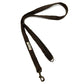 A dark brown plaid dog leash with a metal swivel snap hook, shown on a plain white background. Handmade in Great Britain by Barkley and Fetch.