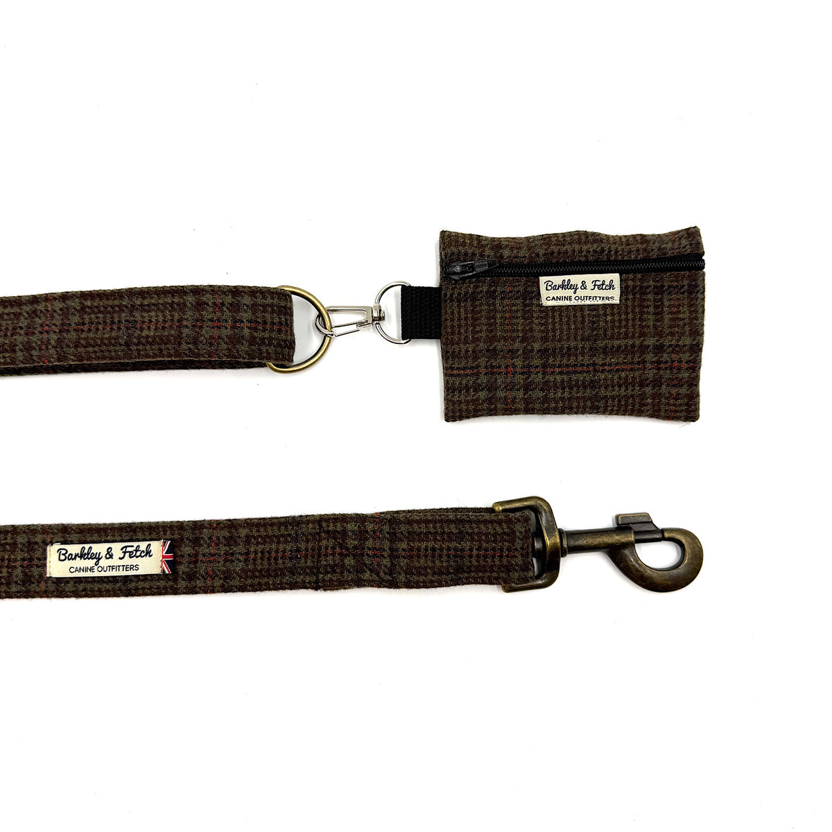 Chocolate Orange Check Poo Bag Holder