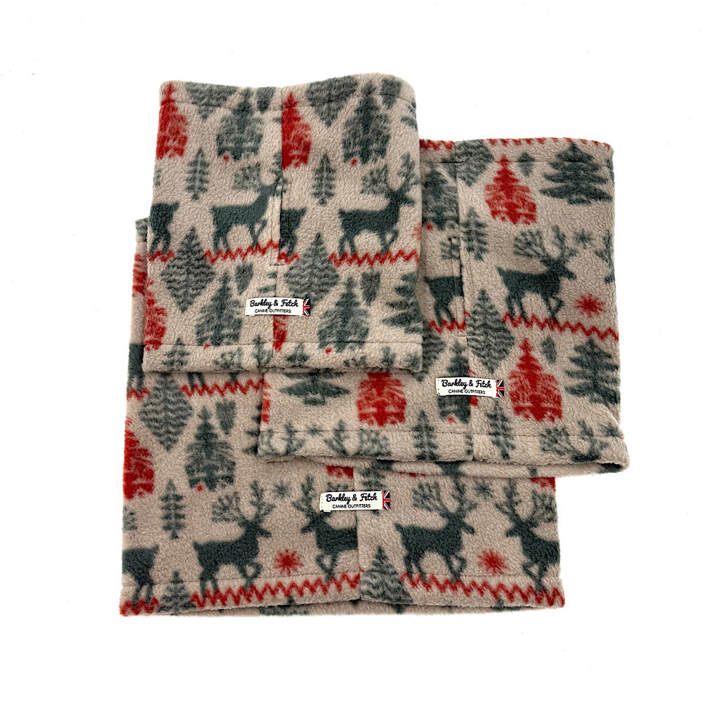 Xmas Reindeer Fleece Dog Snood