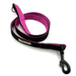 Dog leash with pink and black design on a white background handmade in the UK by Barkley And Fetch