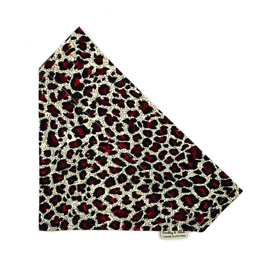 Corduroy Red Leopard Print Dog Bandana