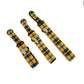 Three plaid dog collars in yellow, black, and green on a white background handmade in UK by Barkley And Fetch