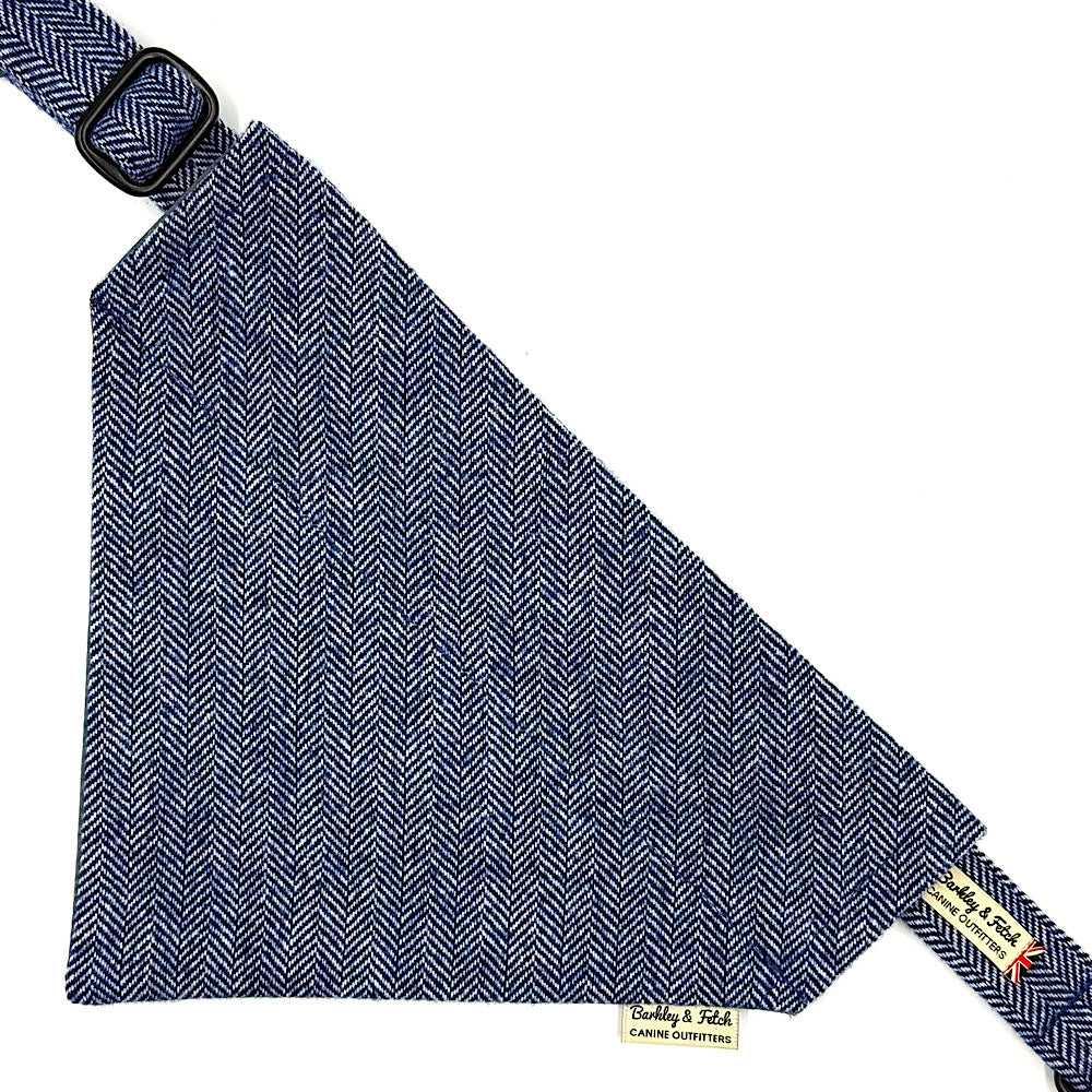 Denim Blue Herringbone Dog Bandana