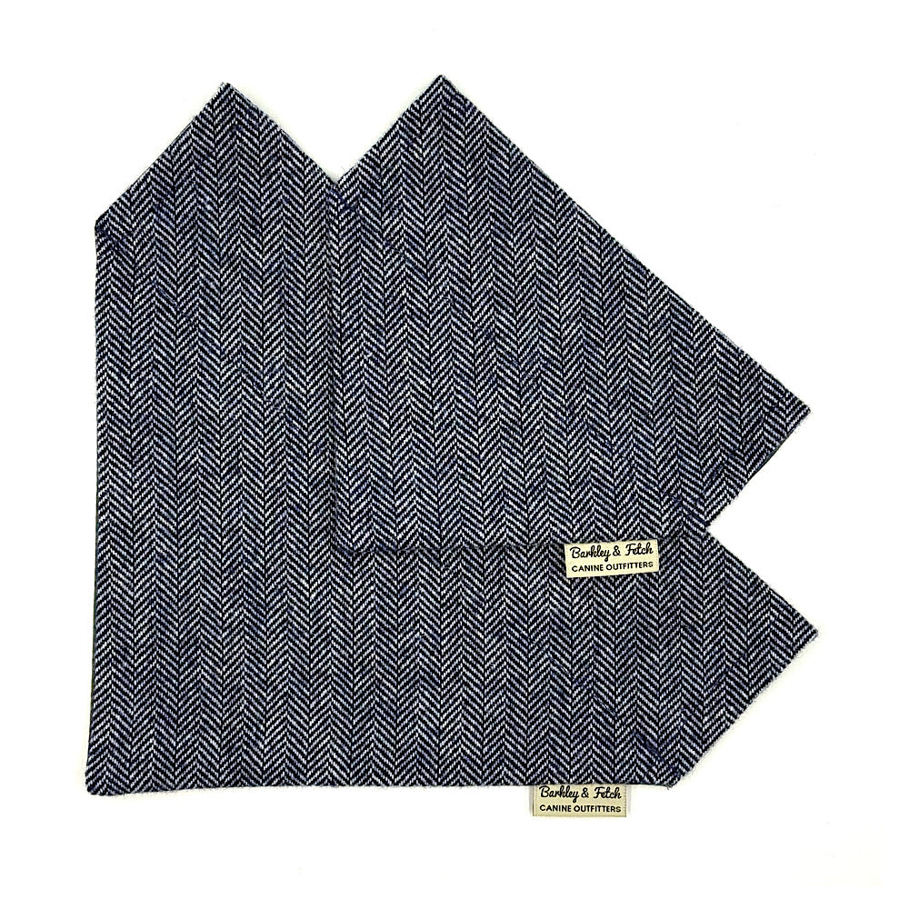 Denim Blue Herringbone Dog Bandana