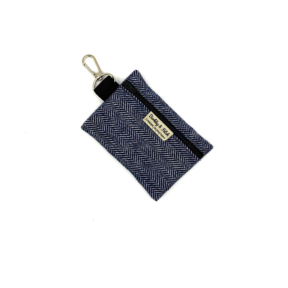 Denim Blue Herringbone Poo Bag Holder