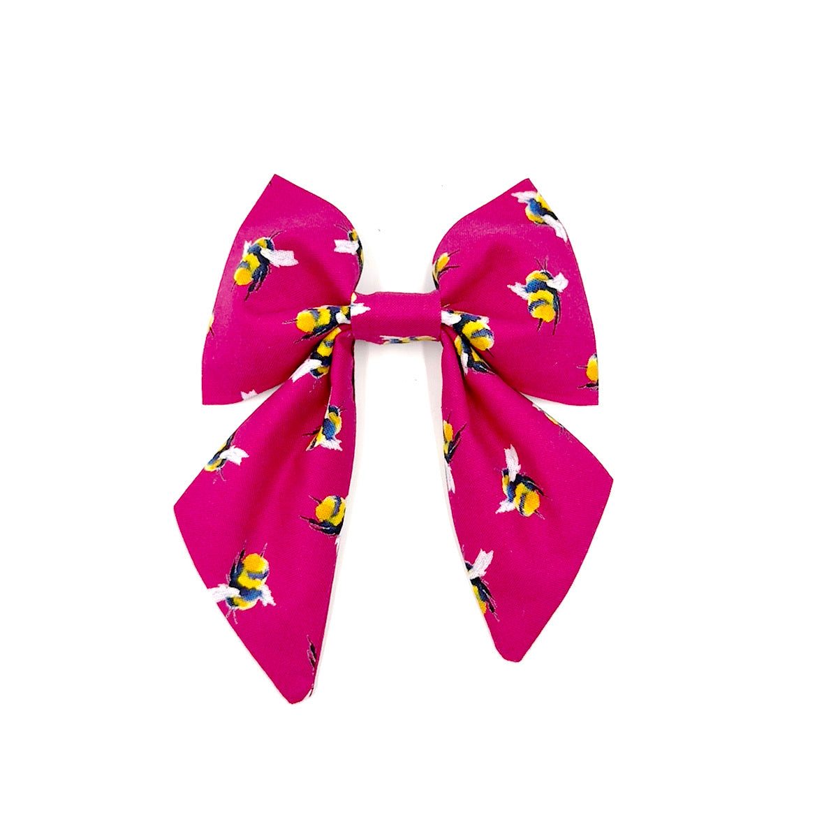 Bee Print Dog Sailor Bow - Cerise Pink