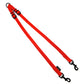 Orange dual dog leash with black hardware on a white background handmade in UK by Barkley and Fetch