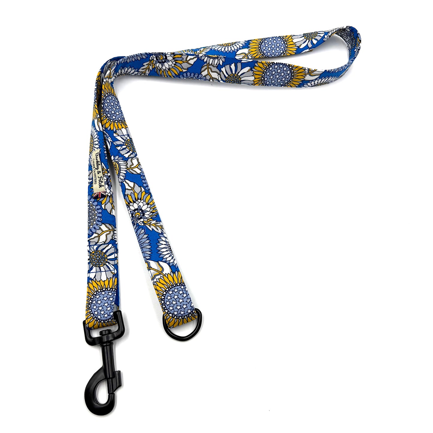 Dog leash with floral pattern on a white background