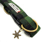 Green and Gold Gingham Check Christmas Dog Collar