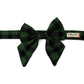 Green and Gold Gingham Check Christmas Dog Sailor Bow