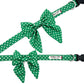 two green sailor bows on two dog collars on white background handmade by barkley and fetch uk