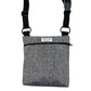 Grey crossbody bag with a visible brand label on a white background Handmade in the UK by Barkley and Fetch