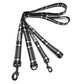 Plaid patterned dog leash on a white background