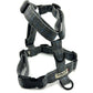 Gray checkered dog harness with a visible brand label on a white background handmade in the UK by Barkley and Fetch