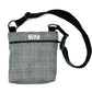 Gray checkered bag with a black strap on a white background handmade in the UK by Barkley and Fetch