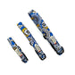 Set of three floral-patterned dog collars on a white background
