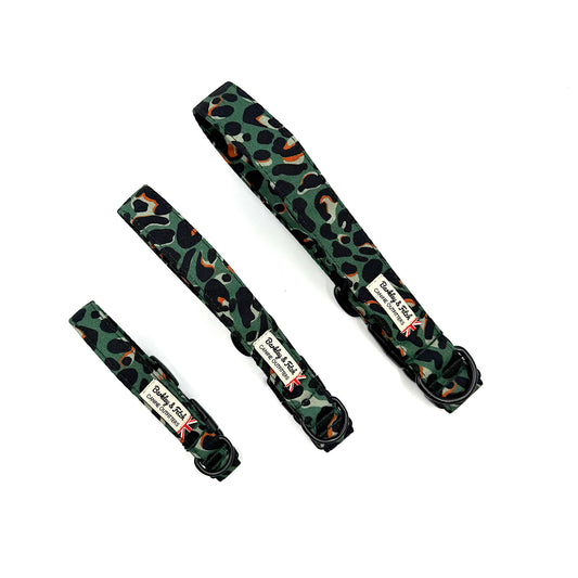 Green Leopard Print Dog Collar
