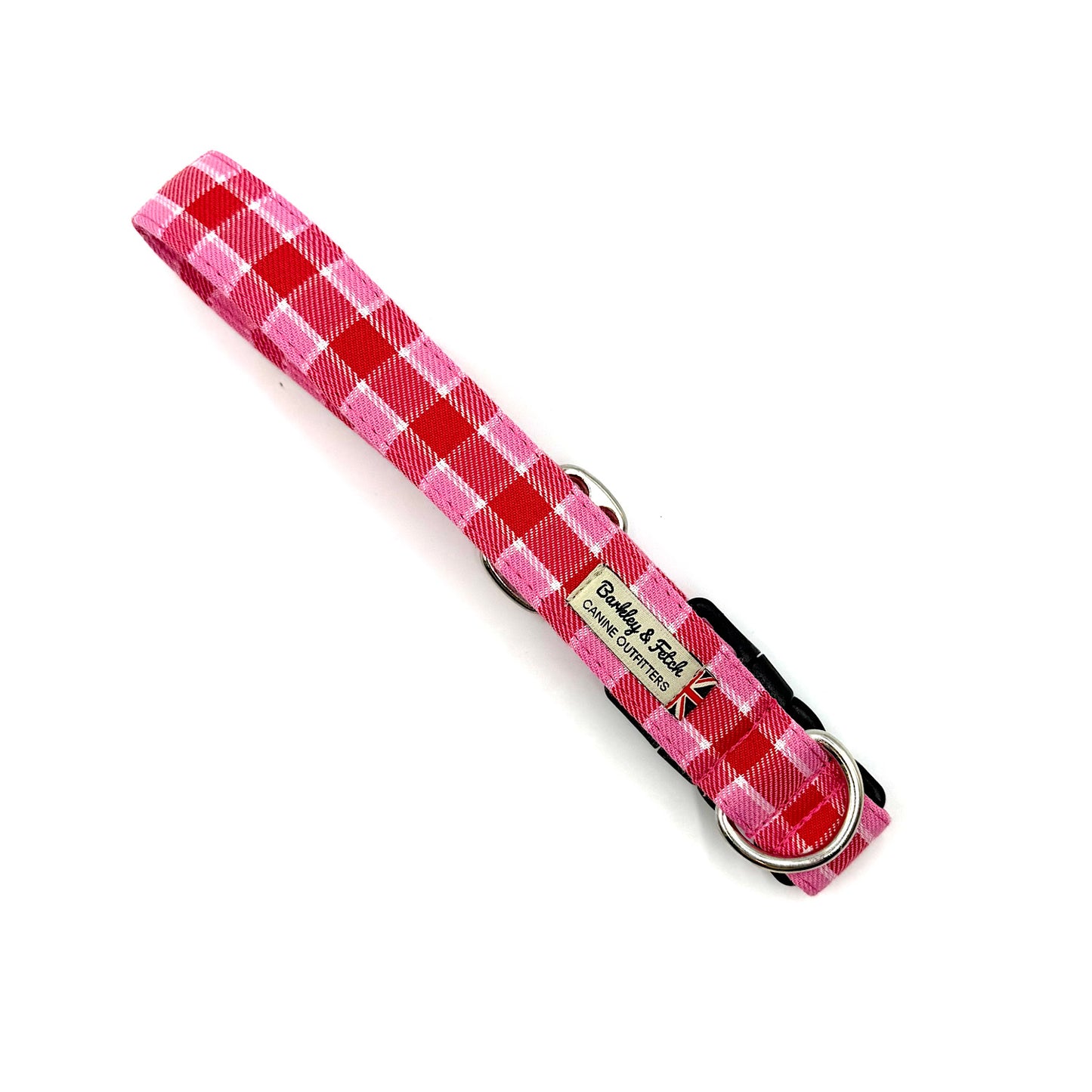 Pink Red Tartan Dog Collar