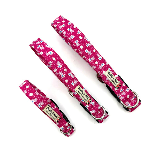 Hot Pink Floral Print Dog Collar